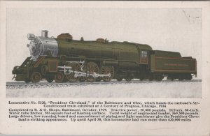 Postcard Railroad Train Locomotive No 5320 President Cleveland