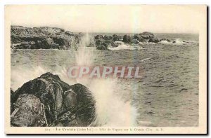 Old Postcard Croisic Loire Inf Effect of Waves on the Grande Cote