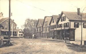 North Anson ME Dirt Elm Street Store Fronts People's Laundry RPPC Postcard