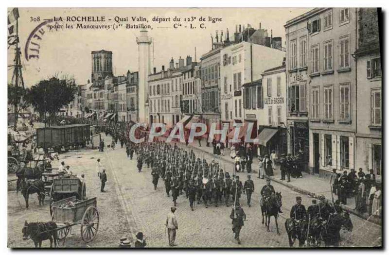 Old Postcard Steam Bagnard Rochelle Quai Valin line 123rd du Depart for maneu...