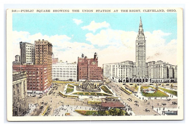 Public Square Union Station Cleveland Ohio Postcard