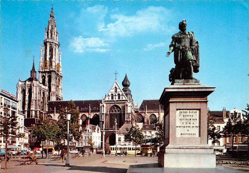 Place Verte et statue du peintre Rubens Anvers Belgium 1972 