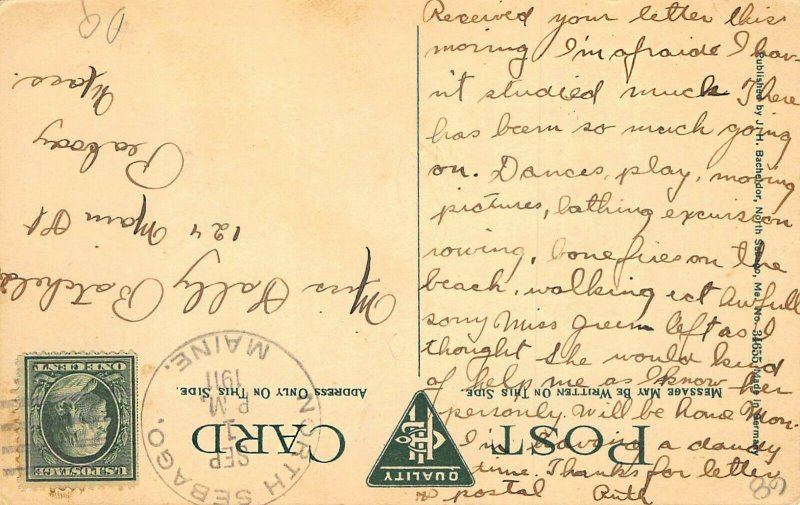 North Sebago Lake ME Post Office & Store in 1941 Postcard