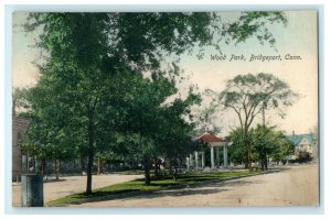 1909 Bridgeport, CT, Trees and House View Outside Wood Park, CT Antique Postcard 