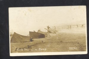 RPPC EL PASO TEXAS US ARMY CAMP SAND STORM MILITARY VINTAGE REAL PHOTO POSTCARD