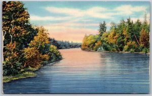 Vtg Greetings from Midland Michigan MI River View 1950s Old Postcard