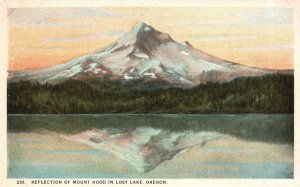 Vintage Postcard 1920's Reflection of Mount Hood In Lost Lake Oregon OR