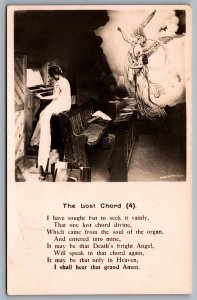 Postcard RPPC c1905 The Lost Chord (4) Religious Bamforth Real Photo Postcard