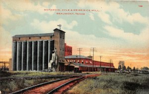 J3/ Beaumont Texas Postcard c1910 McFaddin Kyle Weiss Rice Mill Factory 120