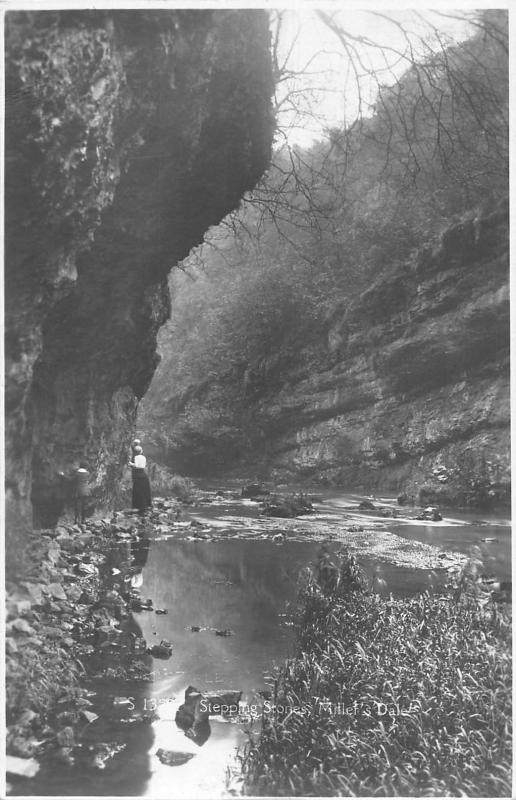 BR80424 stepping stones Millers Dale   real photo   uk