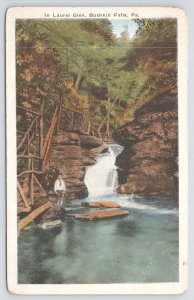 State View~Young Boy In Laurel Glen Bushkill Falls PA~Vintage Postcard