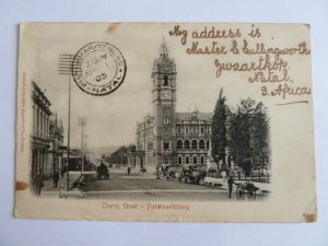 Vintage postcard dated 1905 Church Street , Pietermaritzburg Good postal strike.