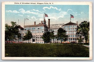 Niagara Falls New York~Home Of Shredded Wheat Factory~US Flags~Vintage Postcard