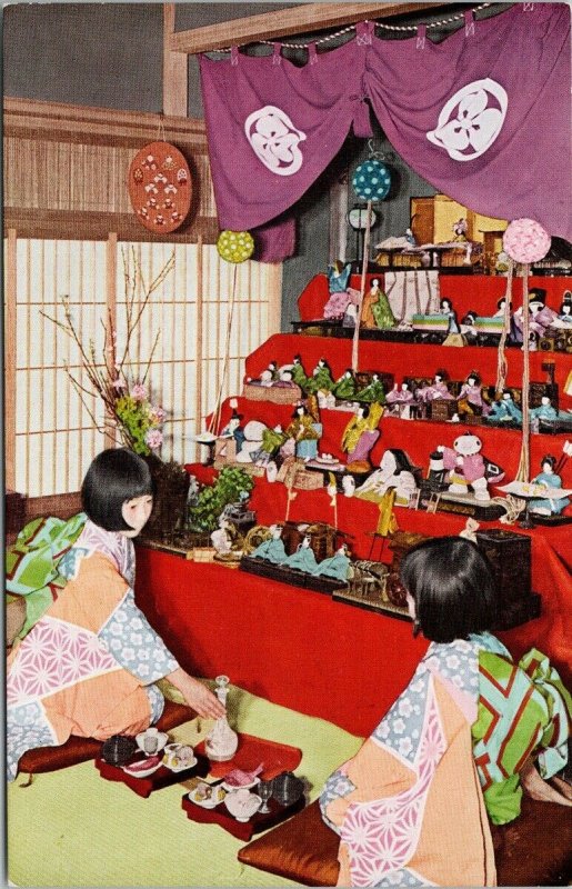 Doll Festival Japan Women with Dolls Japanese Government Railways Postcard F87