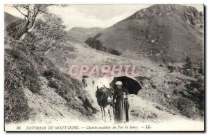 Mont Dore - Muleteer path of Puy de Sancy - ass - donkey - Old Postcard