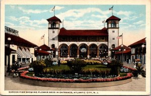 Postcard Garden Pier Showing Flower Beds at Entrance in Atlantic City New Jersey