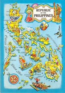 us7928 republic of the philippines map  postcard