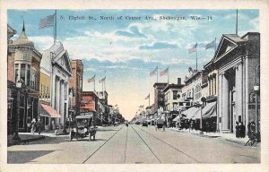 S Eighth Street North of Center Avenue Sheboygan Wisconsin 1920s postcard