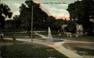 Newark Ohio OH Fountain Park c1910 Vintage Postcard