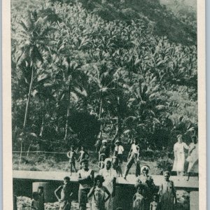 c1940s Houailou, New Caledonia Natives Tribe On The Road Litho Photo France A190