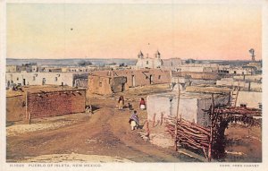 PUEBLO OF ISLETA NEW MEXICO-NATIVE AMERICAN VILLAGE~FRED HARVEY POSTCARD