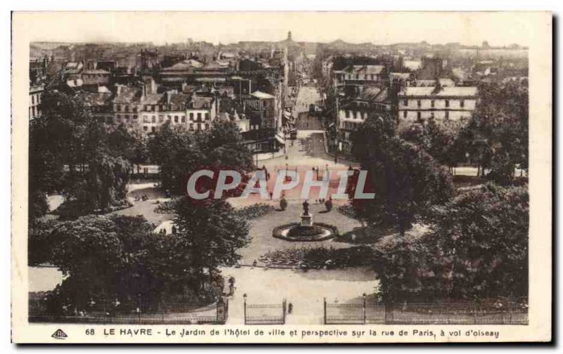 Old Postcard Le Havre's Garden I & # City 39Hotel and perspective on Paris st...