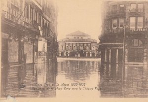 Liege 1925 Flood Weather Theatre Royal Disaster Belgium Antique Postcard