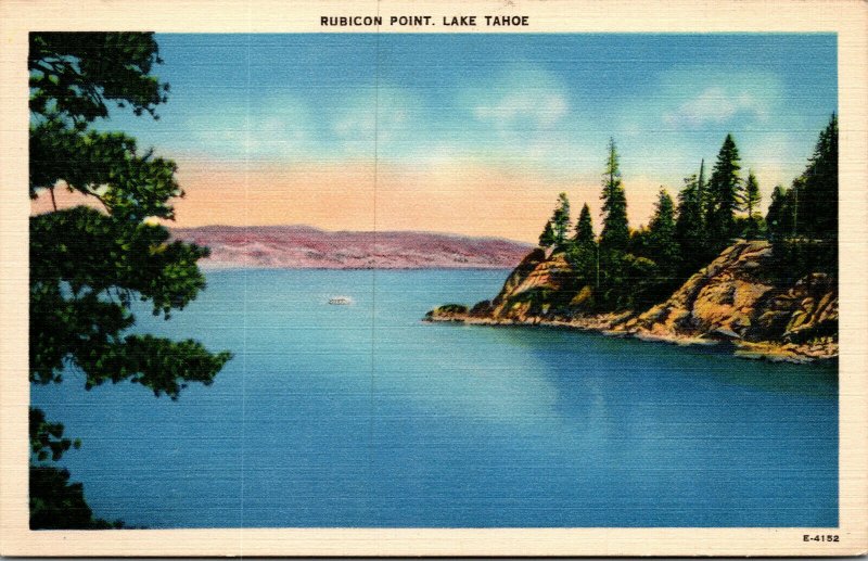 Vtg 1930s Rubicon Point Lake Lake Tahoe California CA Unused Postcard