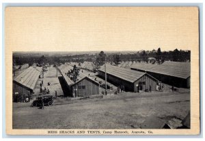 c1920's Mess Shacks & Tents Camp Hancock Augusta Georgia GA WW1 Postcard 