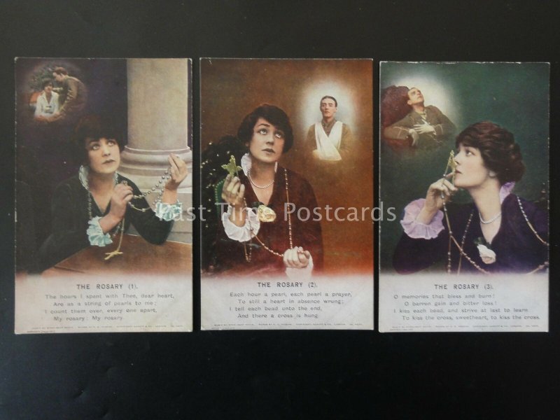 WW1 THE ROSARY Bamforth Song Cards set of 3 No 4878 1/2/3