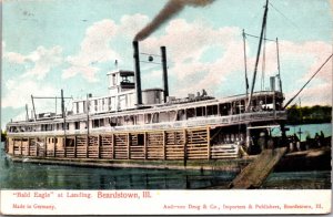 Postcard Bald Eagle Steamer at Landing in Beardstown, Illinois
