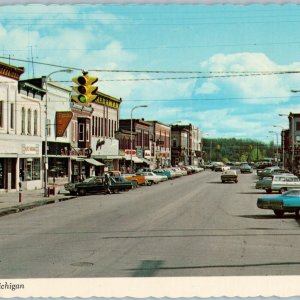 c1970s Reed City MI Downtown Uptown Ave Business Street View Advertising Sign 7P