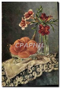 Old Postcard Flowers Fruits