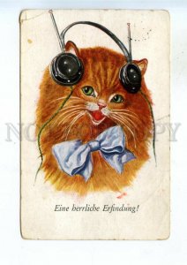 532174 Dressed CAT radio headphones wonderful invention UnSign WAIN Vintage