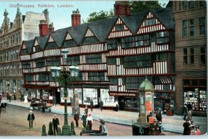 Old Houses Street Scene Holborn Bars London England Vintage Postcard