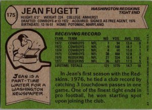 1978 Topps Football Card Jean Fugett Washington Redskins sk7432