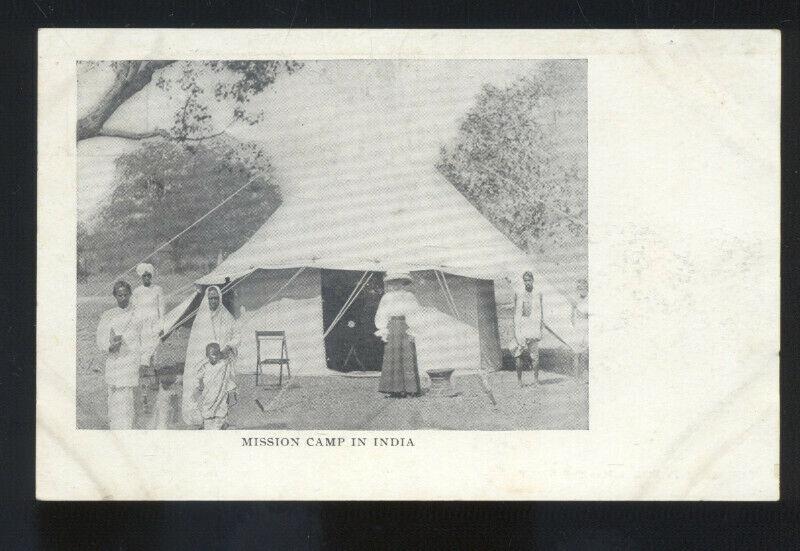 MISSION CAMP IN INDIA MIDDLE EAST TENT ANTIQUE VINTAGE POSTCARD