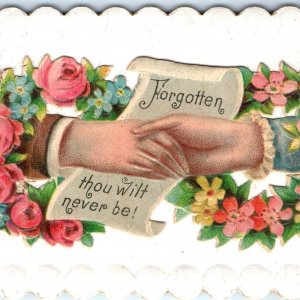 c1890s Nellie Lane Hand Calling Trade Card Never Forgotten Die Cut Hidden C3