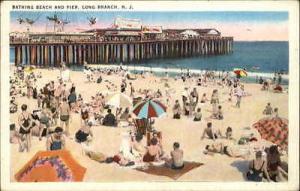 Long Branch NJ Beach & Pier Postcard