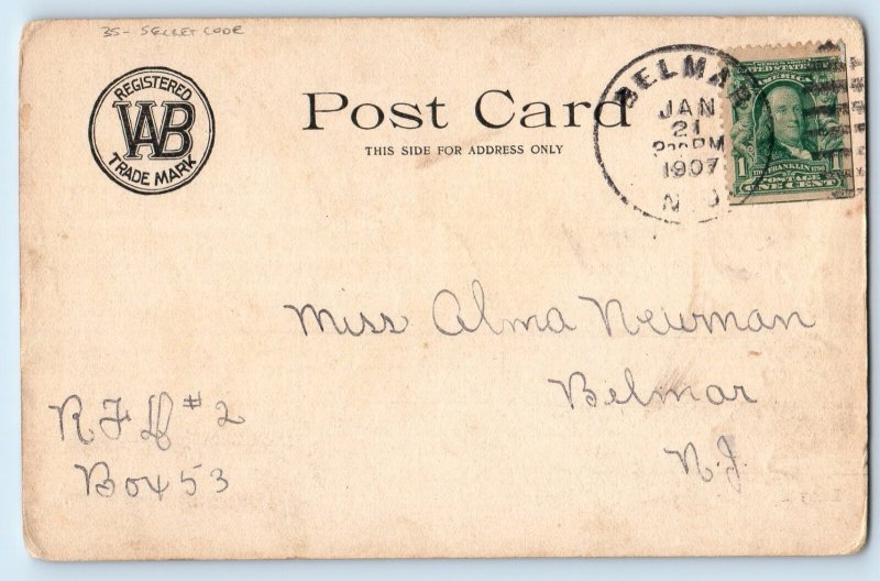 1907 Early Spring In Fordhook Trial Grounds Secret Code Belmar NJ Postcard