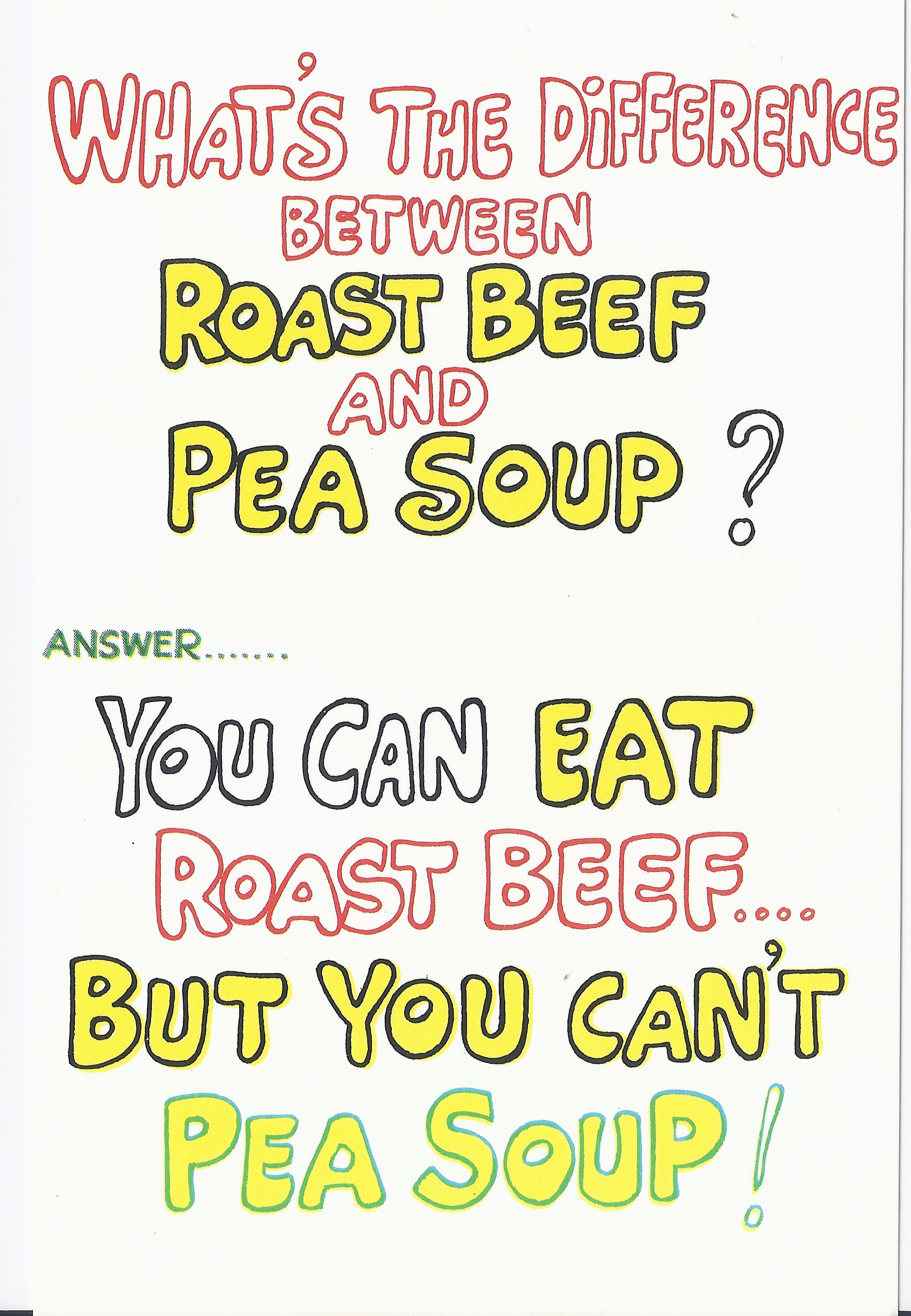 Vintage 1970's Bamforth COMIC Postcard Difference Roast beef & Pea Soup Topics Humour