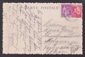 FRANCE, Postcard RPPC, Yzeron, The rock and the church