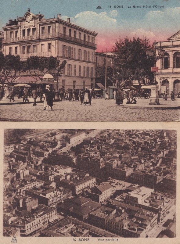 Bone Algeria Le Grand Hotel Vue Partielle 2x Old Postcard s