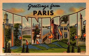 Tennessee Greetings From Paris Large Letter Linen Curteich