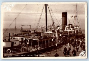 England Postcard Liverpool Peel Castle Isle of Man Steamer 1928 RPPC Photo