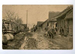 191610 WWI POLAND Gauzi village road dirt GERMAN military post