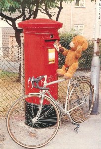 Postcard Fair Basingstoke Advertising Teddy Bear Bicycling Bruce Bicycle Mailbox