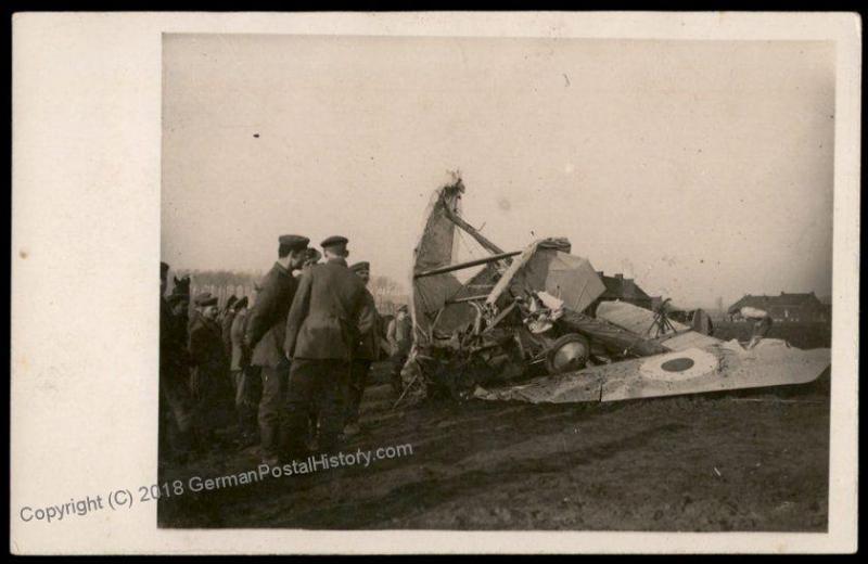 Germany WWI Crash Downed Enemy Airplane Battlefield  RPPC 65318