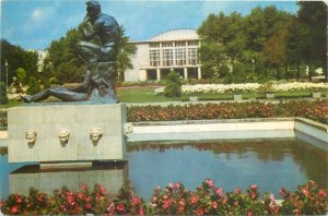 Postcard Romania Constanta view statue fountain lake