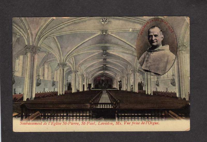 ME St Pierre St Paul Church Lewiston Maine Private Postcard Priest Cure